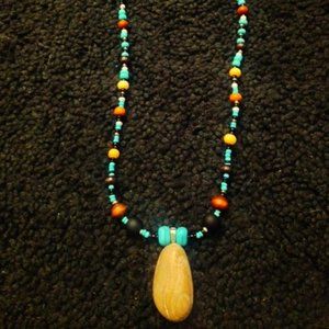 Boho necklace - colorful one of a kind with lake stone
